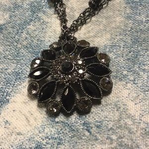Avon Black Diamond colored medallion necklace